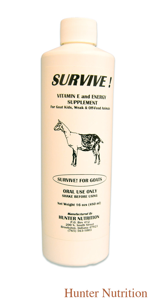Bottle of Survive! for goats