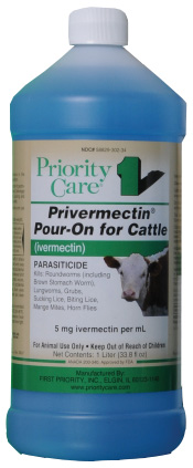 Bottle of Privermectin cattle pour on